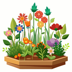 Flower garden isolated on white 