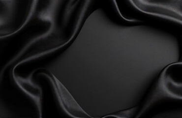 dark elegant background made black silk satin allows clean flat lay table top design space add text