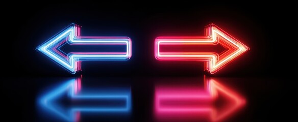 The glowing neon arrows indicating direction in a dark background