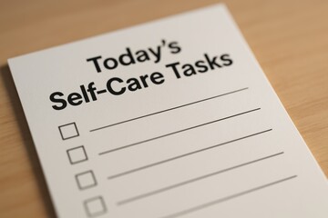 Obraz premium Self-Care Checklist for Daily Tasks Promoting Mental Health and Wellness at Home or Office