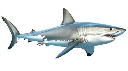 Fototapeta premium Great White Shark Isolated on White Background