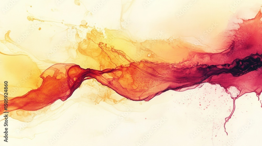 Poster abstract fluid art with shades of orange and red flowing on a light background creating a captivatin