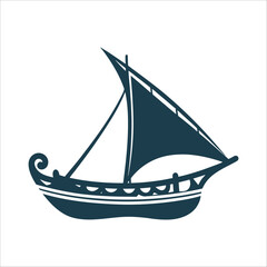 Dhow Sailboat Silhouette, Traditional Boat Vector