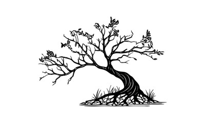 Mangrove tree icon silhouette vector.