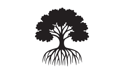 Mangrove tree icon silhouette vector.