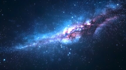 Naklejka premium A breathtaking view of a distant galaxy, showcasing vibrant colors and stunning star patterns against the vast expanse of space. A perfect representation of cosmic beauty.