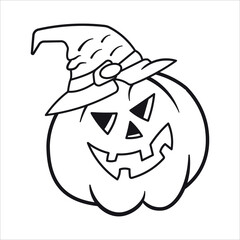 Scary Halloween pumpkin head with an orange autumn jack-o-lantern illustration for a spooky October night celebration