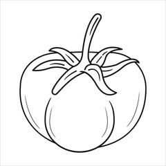 Sweet and ripe vector illustration of a fresh Tomato with a leaf, a healthy fruit symbol