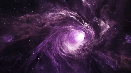 A Mesmerizing Purple Swirl of Cosmic Energy in a Vast Galaxy with Twinkling Stars and Ethereal Clouds of Gas and Dust
