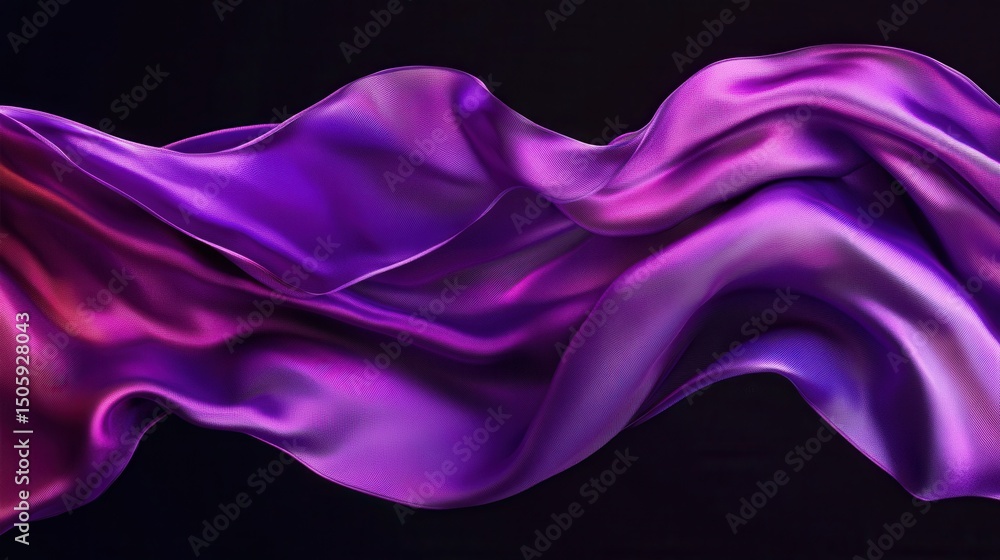 Aufkleber flowing silk fabric in shades of purple and magenta with smooth texture and reflective surface creat