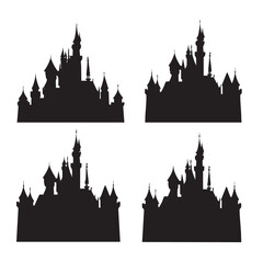 Fototapeta premium castle silhouette set, Black & White silhouette set