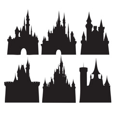 Obraz premium castle silhouette set, Black & White silhouette set