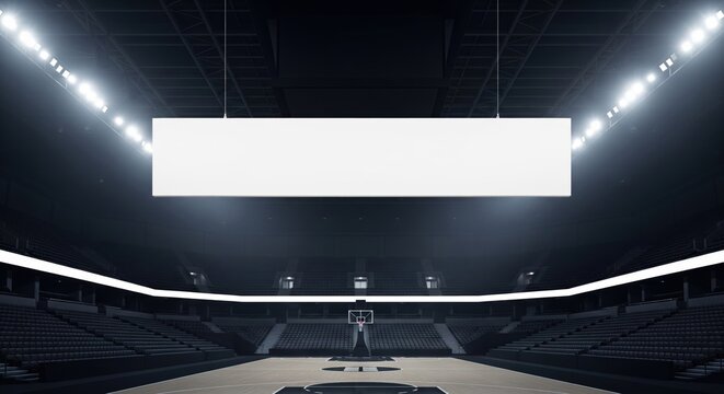 Long Horizontal Banner Mockup Indoor Sports Arena Rafters