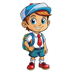 Happy schoolboy with backpack