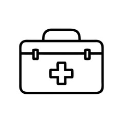 First Aid Kit Icon with Medical Cross in Minimal Line Style