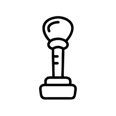 Black Line Art Gear Shift Knob Icon Isolated on White Background