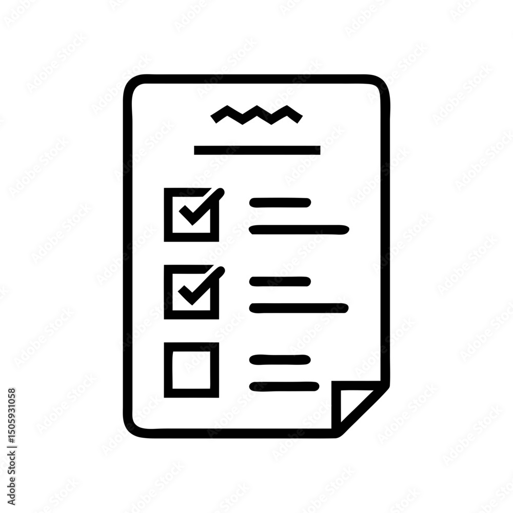 Poster checklist document outline icon for tasks and to-do management