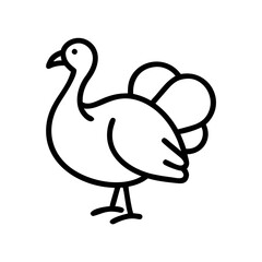 Turkey Bird Icon Outline for Thanks giving and Wildlife Design