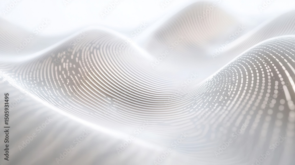 Poster abstract white waves with rhythmic lines creating a sense of movement and flow in a minimalist and s
