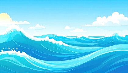 Dynamic ocean waves under a cloudy sky, captivating seascape vast