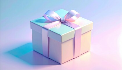 Obraz premium Exquisite white gift box with delicate pink bow, a perfect present for every occasion