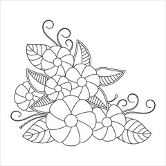 Hand-drawn floral vector illustration of an abstract flower with vintage rose elements, perfect for nature-inspired patterns and garden designs