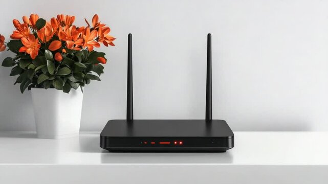 Modern Home Wifi Router with Orange Flowers