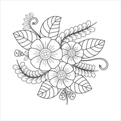 Abstract floral vector pattern with vintage flower design elements