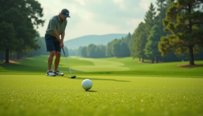 Golf Ball on Green Ready for Put