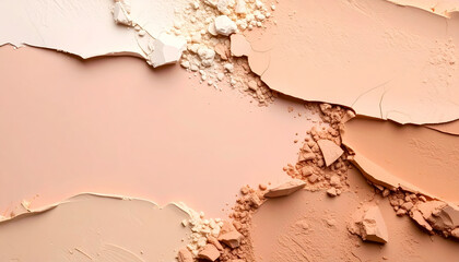 Smears of foundation or cream beige and nude shades beige background