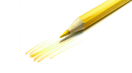 Yellow pencil drawing parallel lines on white paper
