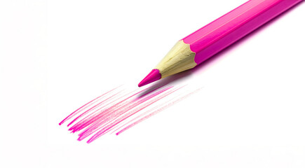 Pink pencil drawing parallel lines on white paper