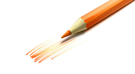 Orange colored pencil drawing orange lines on a white sheet of paper