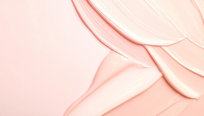 Pink foundation makeup creamy texture background forming lines and copy space