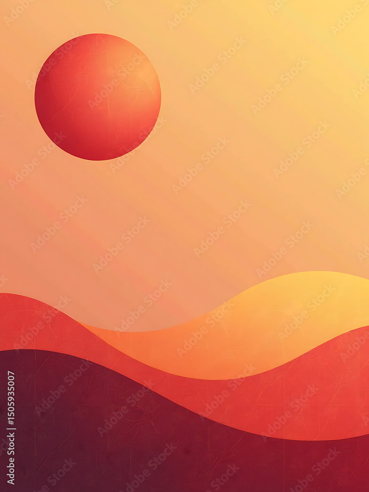 Poster vibrant background featuring warm colors circle subtle texture evokes summer autumn atmosphere minim