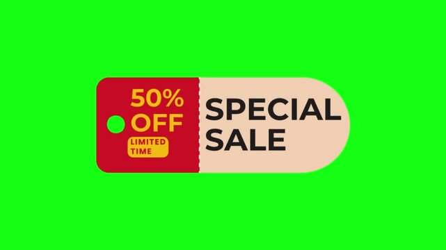
Green Screen "50% Off Special Sale" Limited Time Tag Animation