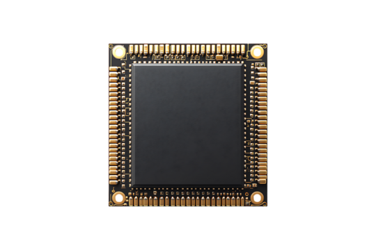 Semiconductor chip isolated on transparent background