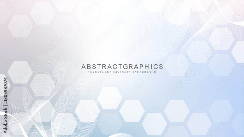 Aufkleber modern science background with lines, dots and hexagons. wave flow abstract background. molecular st