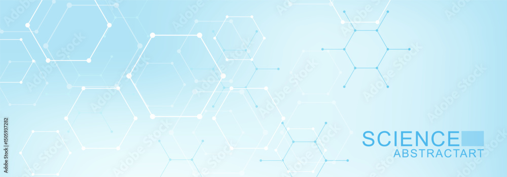 Poster abstract technology connect background lines and dots with hexagons. modern hexagons technology conc