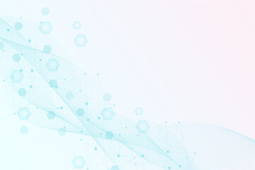 Structure molecule and communication. Dna, atom, neurons. Scientific concept for your design. Connected lines with dots. Medical, technology, chemistry, science background. Vector illustration
