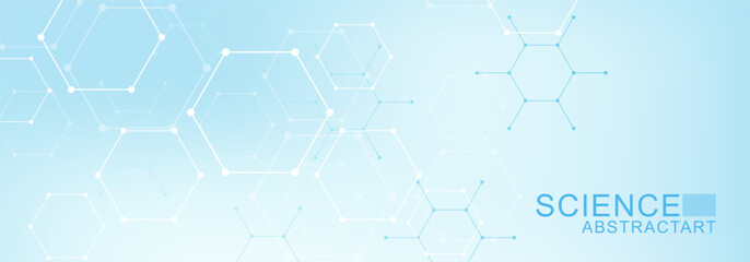 Abstract technology connect background lines and dots with hexagons. Modern hexagons technology concept design background. Vector illustration.