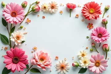 Naklejka premium Delicate flower motifs arranged in a square grid , botanical, nature, contemporary