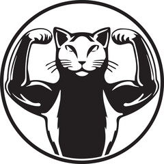 A more playful approach to strength, this stylized cat flexes both arms in an exaggerated, animated fashion. Great for humorous fitness branding, pet-themed gym merch, or fun sticker art.