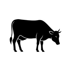 Fototapeta premium cow silhouette vector illustration cow grazing