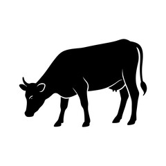 cow silhouette vector illustration cow grazing