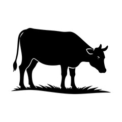 cow silhouette vector illustration cow grazing