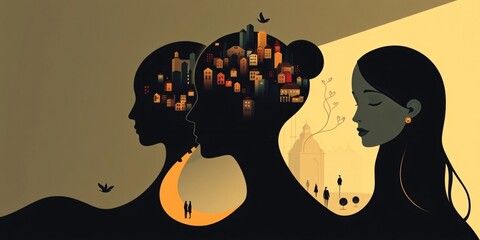 Bipolar Disorder Line Art Metaphor