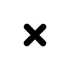 Black x cross vector icon. X cross sign