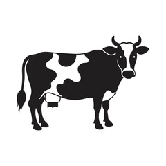 cow with big spots and a bell silhouette vector