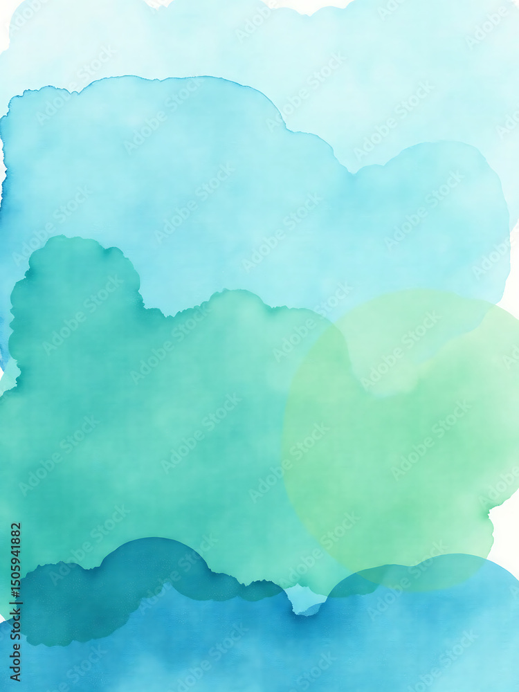 Poster abstract watercolor background features blue green stripes creating versatile art space text overlays graphic